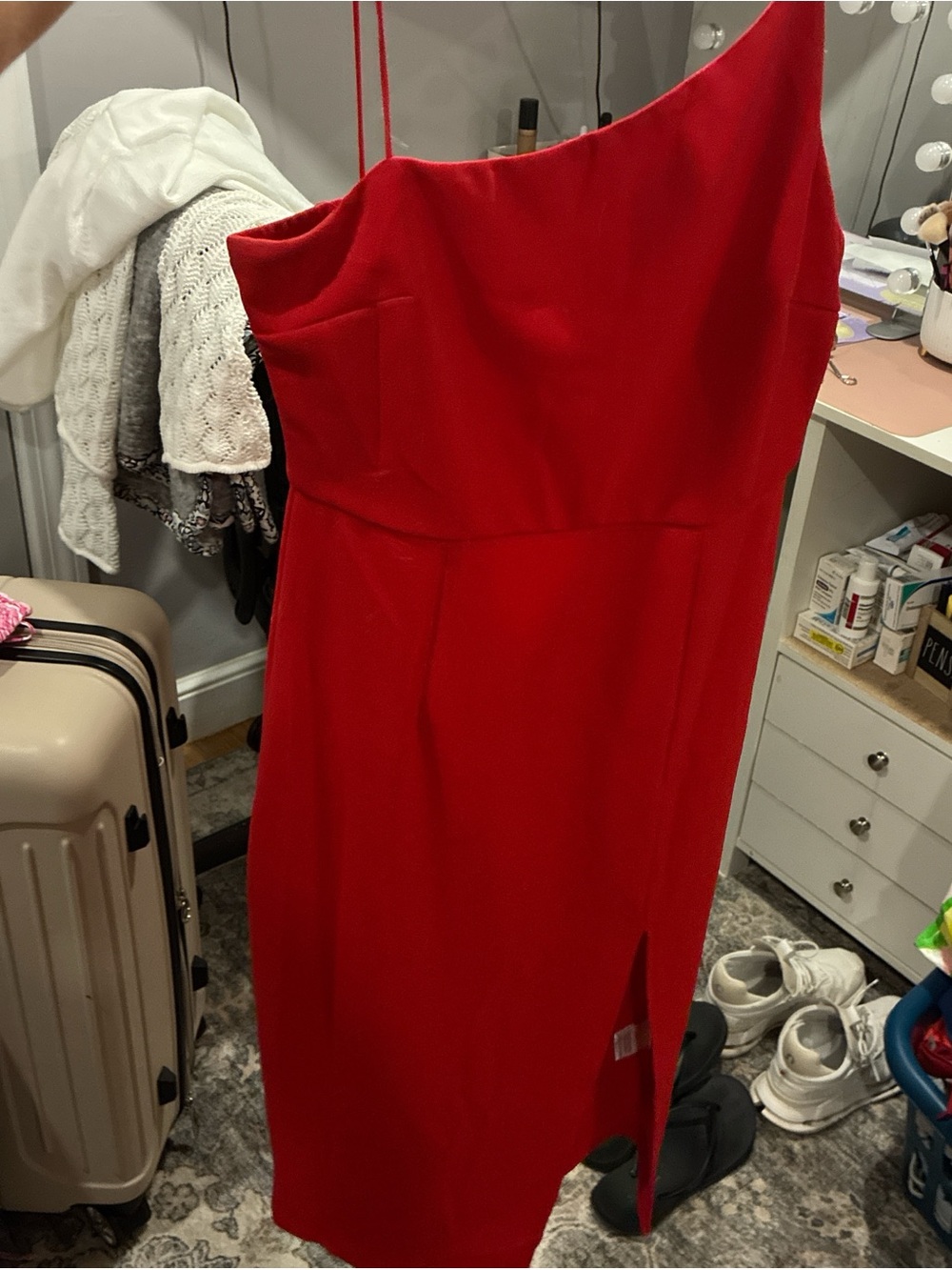 Princess Polly Red One-Shoulder Spaghetti Strap Dress